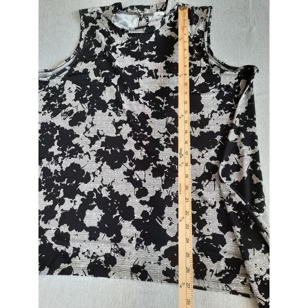 Ava James 2X Plus Women Spandex Blouse Back Keyhole Sleeveless Multi-Color - Picture 3 of 8